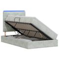 vidaXL LED úložná posteľ s matracom Svetlosivá 120 x 200 cm Zamat