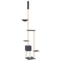 vidaXL Strom pre mačky od podlahy po strop tmavosivý 258,5-284,5 cm
