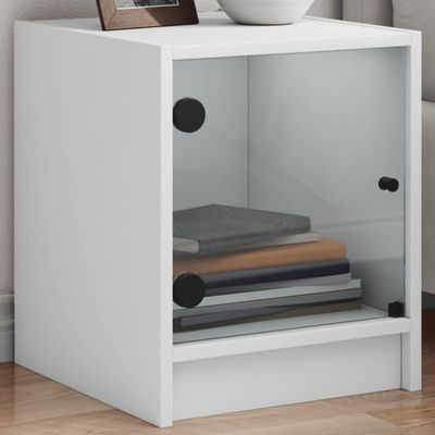vidaXL Nočné skrinky so sklenenými dvierkami 2 ks biele 35x37x42 cm