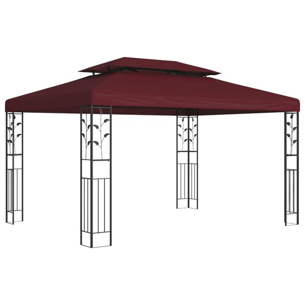 vidaXL Altánok 3,97 x 2,96 x 2,68 m Víno červené Polyester a oceľ