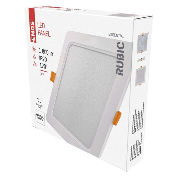 LED prisadené svietidlo RUBIC, štvorcové, biele, 18W, neutrálna biela