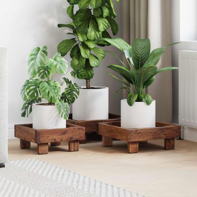 vidaXL Stojan na rastliny 3 pcs Hnedá Mahagónové drevo