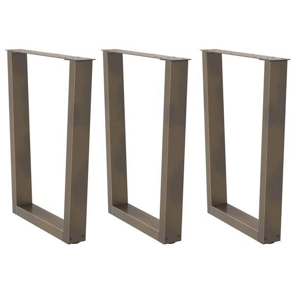 vidaXL Nohy k jedálenskému stolu v tvare V, 3 ks, prírodná oceľ, 70 x (72 – 73,3) cm, oceľ