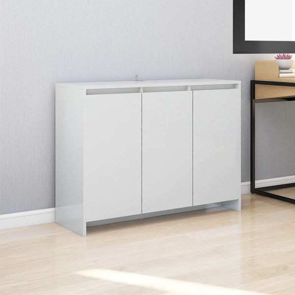 vidaXL Komoda vysoký lesk biela 102x33x75 cm kompozitné drevo
