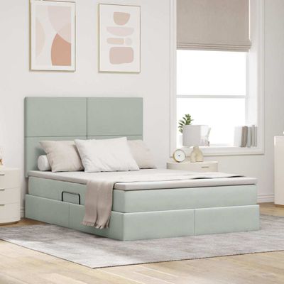 vidaXL Postel s úložným prostorem a matrací Svetlosivá 140 x 190 cm
