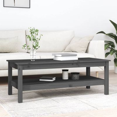 vidaXL Konferenčný stolík sivý 110x50x40 cm borovicový masív