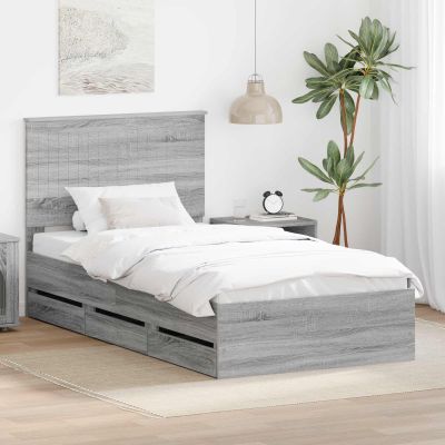 vidaXL Rám postele Sivý Sonoma 100 x 200 cm Inžinierske drevo