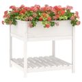 vidaXL Kvetináč s policou biely 82,5x82,5x81 cm masívna borovica