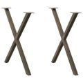 vidaXL Nohy k jedálenskému stolu v tvare X, 2 ks, prírodná oceľ, 70 x (72-73) cm, oceľ