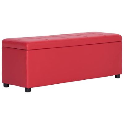vidaXL Lavica s úložným priestorom 116 cm, červená, umelá koža
