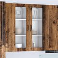 vidaXL Nástenný sklenený kabinet PORTO Staré drevo 80 x 31 x 100 cm