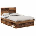 vidaXL Rám postele Staré drevo 135 x 190 cm Masívne borovicové drevo