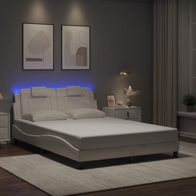 vidaXL Rám postele, Viana, s LED bez matraca, biely 140x200 cm