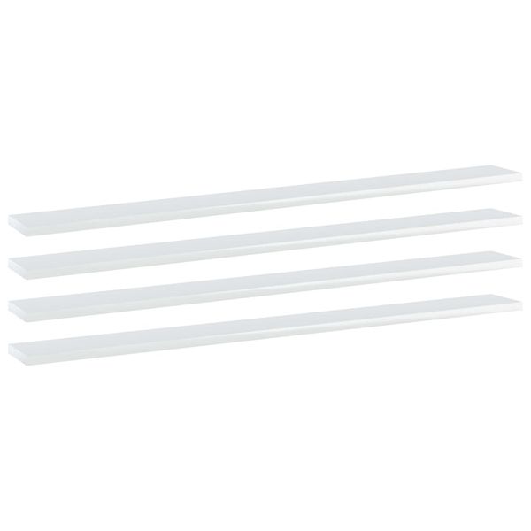 vidaXL Prídavné police 4ks, lesklé biele 100x10x1,5cm kompozitné drevo