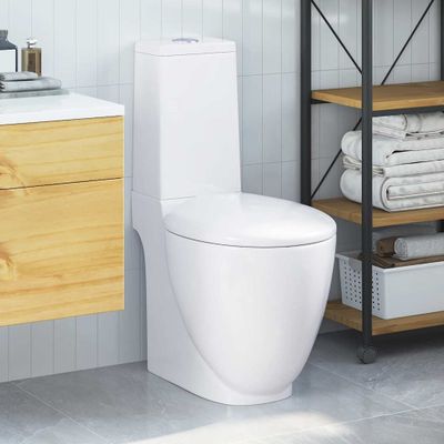 vidaXL Keramická toaleta/WC do kúpeľne, okrúhla, spodný odtok, biela
