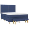 vidaXL Posteľný rám boxspring s matracom modrý 140x200 cm látka