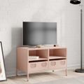 vidaXL TV skrinka ružová 68x39x43,5 cm oceľ valcovaná za studena