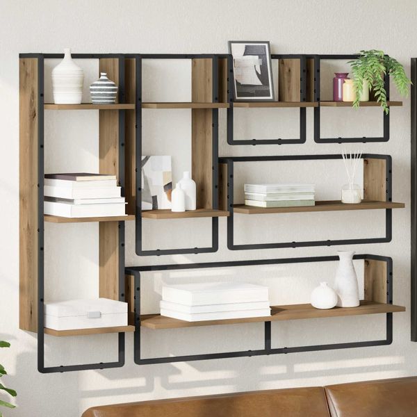 vidaXL Sada nástenných políc 6 pcs Remeselný dub 100 x 25 x 30 cm