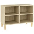 vidaXL TV stolík nohy z masívneho dreva dub sonoma 69,5x30x50 cm