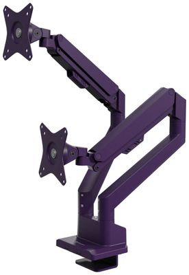 AROZZI ALZARE NEO DUO Purple/ stolný držiak pre 2 monitory/ plynový piest/ kovový/ fialový Držiak, VESA, stolný, pre 2 monitory, náklon -90°, otáčanie 180°, rotácia 360°, nosnosť 18kg (9kg/monitor), fialový