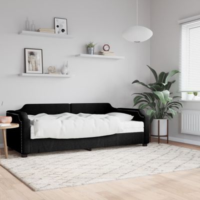 vidaXL Denná posteľ s matracom čierna 90x200 cm látka