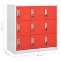 vidaXL Uzamykacie skrinky 5 ks bledosivé a červené 90x45x92,5 cm oceľové