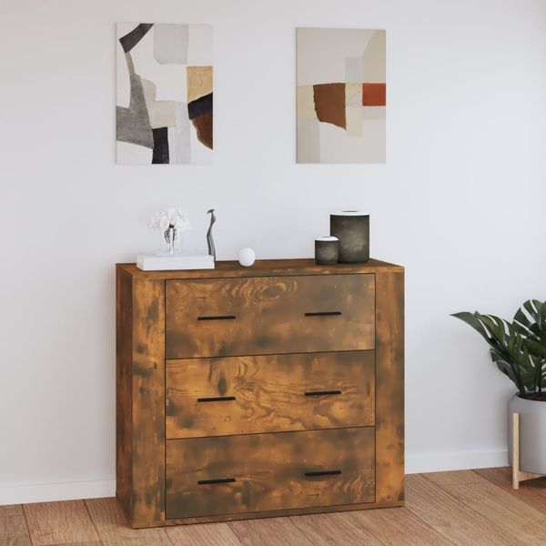 vidaXL Komoda dymový dub 80x33x70 cm spracované drevo