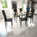 Kuchynský set, 6 čiernych stoličiek s úzkymi líniami + 1 sklenený stôl