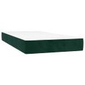 vidaXL Posteľný rám boxsping matrac a LED tmavozelený 80x200 cm zamat