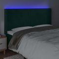 vidaXL Čelo postele s LED tmavozelené 183x16x118/128 cm zamat