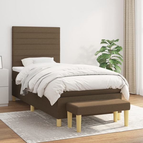 vidaXL Boxspring posteľ s matracom tmavohnedá 90x190 cm látka