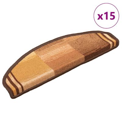 vidaXL Samolepiace nášľapy na schody 15 ks, hnedé 65x21x4 cm