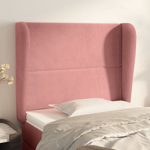 vidaXL Čelo postele so záhybmi ružový 103x23x118/128 cm zamat