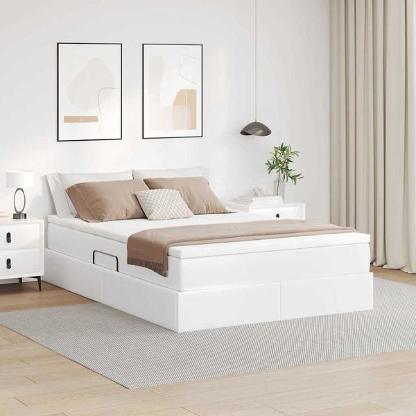vidaXL Postel s úložným prostorem a matrací Biela 140 x 190 cm