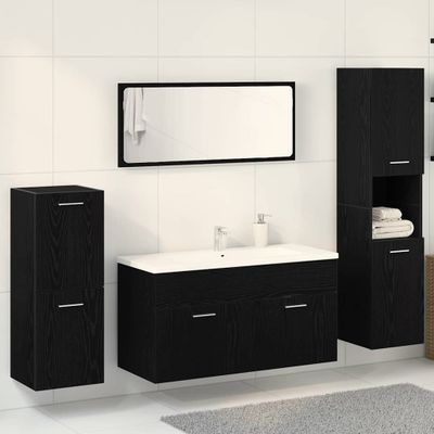 vidaXL Sada kúpeľňového nábytku 4 pcs Čierny dub Kompozitné drevo