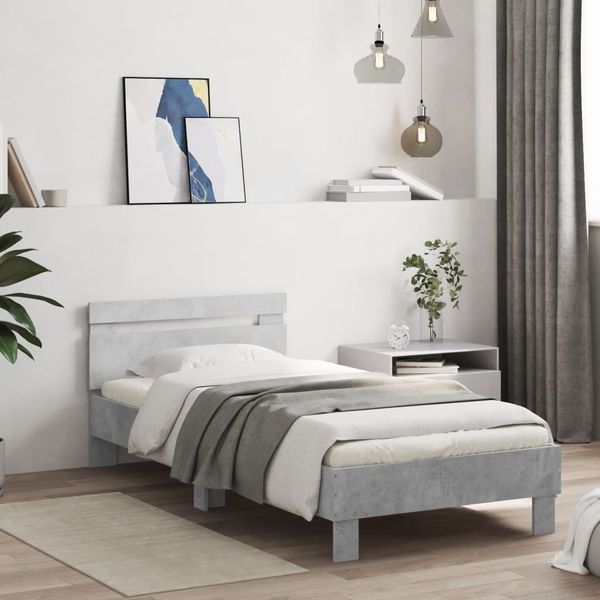 vidaXL Posteľný rám s čelom betónovo sivý 90x190 cm kompozitné drevo