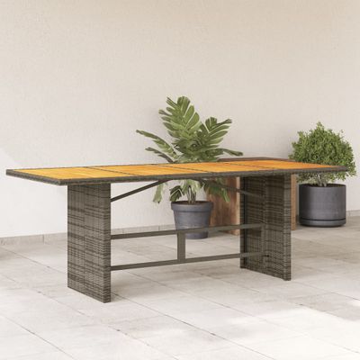 vidaXL Záhradný stôl s akáciovou doskou sivý 190x80x75 cm polyratan