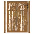 vidaXL Záhradná brána 100x150 cm, corten oceľ, bambusový dizajn