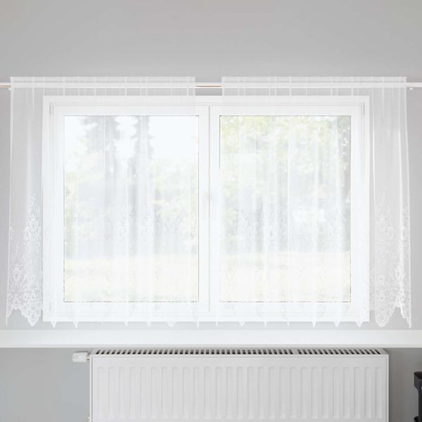 vidaXL Čipková záclona so záclonami Biela 180 x 200 cm Polyester