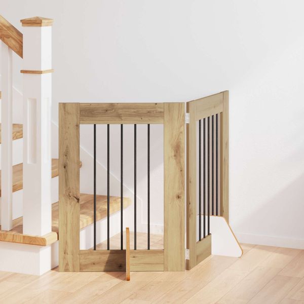 vidaXL Brána pre psov so stojanmi 2 pcs Dub artisan 60 x 60 cm