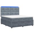 vidaXL LED boxspring posteľ s matracom Tmavosivá 140 x 190 cm Zamat