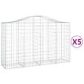 vidaXL Oblúkové gabionové koše 5 ks 200x50x120/140 cm pozink. železo