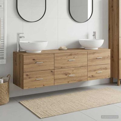 vidaXL Sada kúpeľňového nábytku 3 ks Dub artisan 49,5 x 44,5 x 65 cm