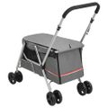 vidaXL Skladací kočík pre psa sivý 100x49x96 cm ľanová tkanina