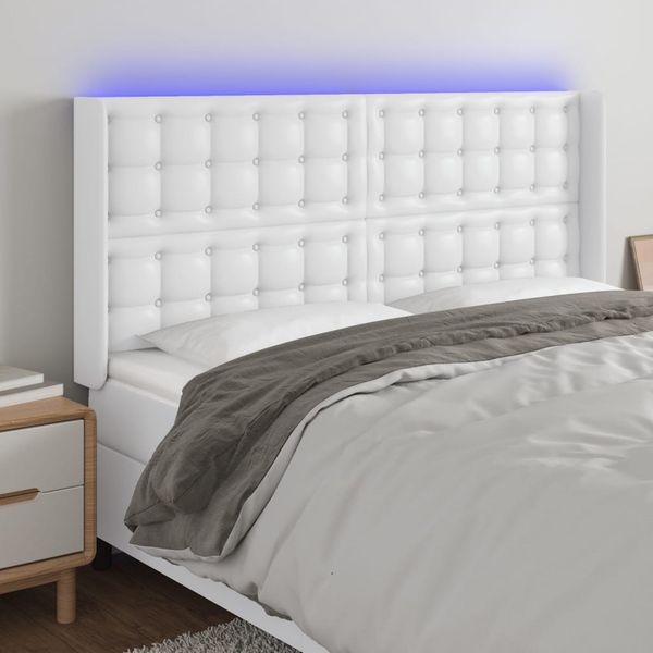 VidaXL Čelo postele biele 183x16x118/128 cm umelá koža