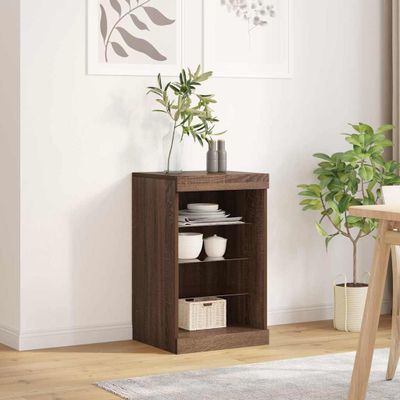 vidaXL Komoda s LED svetlami hnedý dub 41x37x67 cm