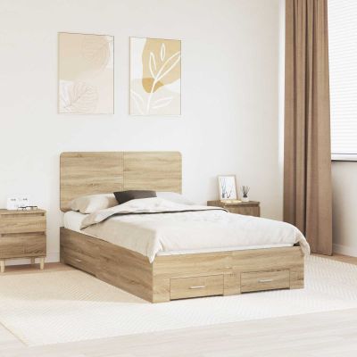 vidaXL Rám postele Sonoma dub 135 x 190 cm Kompozitné drevo