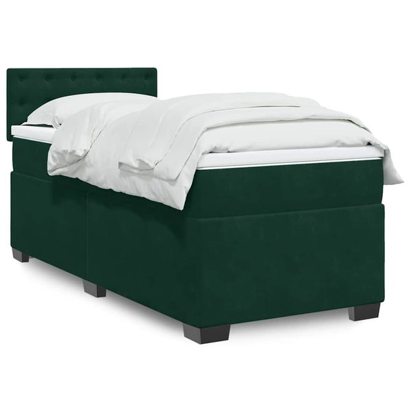vidaXL Posteľný rám boxsping s matracom tmavozelený 80x200 cm zamat