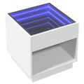 vidaXL Konferenčný stolík s nekonečnými LED biely 50x50x50 cm