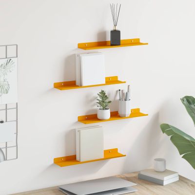 vidaXL Závesná polica 4 pcs Horčicová žltá 40 x 8,5 x 2,5 cm Oceľ